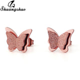 Shuangshuo Stainless Steel Butterfly Animal Jewelry Sets for Women Jewelry Mini Butterfly Necklace Earrings Cute collier Femme