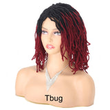 Braided Wig 10inch Synthetic Hair Short Bob Wig for Women Black Blonde Red Dreadlock Goddess Faux Nu Locs Curly Twist Wig Female