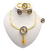 Necklace Sets For Women Dubai African Gold Jewelry Set Bride Earrings Rings Indian Nigerian Wedding Jewelery Set Gift