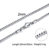 Box Chains Necklaces Delicate Square Links Stainless Steel Chains 2mm 4.5mm Necklace For Men Women 18 To 24 Inch