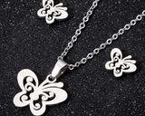 Shuangshuo Stainless Steel Butterfly Animal Jewelry Sets for Women Jewelry Mini Butterfly Necklace Earrings Cute collier Femme