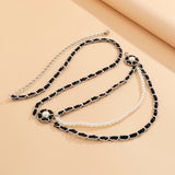 Mtcytea Trendy Elegant Simulated Pearls Belly Chains for Waist Women Jewelry Black Leather Temperament Body Chain Retro Accessories