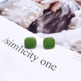 New Fashion Colorful Enamel Square Glaze Stud Ear Studs for Women Beautiful Simple Geometric Earrings Trend Jewelry  Boho