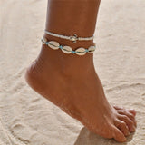 Mtcytea Boho Shell Rope Anklets For Women Crystal Beads Charm Anklet Beach Barefoot Bracelet ankle Leg Chain Foot Jewelry