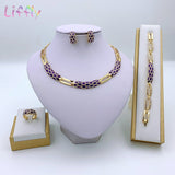 Liffly Dubai Costume Jewelry Sets for Women Luxury Bridal Nigerian Wedding African Beads Jewelry Set New Design