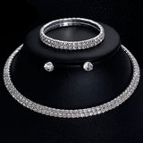 TREAZY Classic Rhinestone Crystal Choker Necklace Earrings and Bracelet African Wedding Jewelry Sets Bridal Wedding Accessories