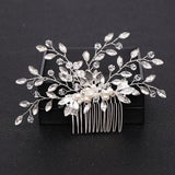 Silver Color Pearl Crystal Wedding Hair Combs Hair Accessories for Bridal Flower Headpiece Women Bride Hair ornaments Jewelry