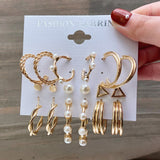 Fashion Gold Hoop Earrings Set Women Pearl Hoop Earrings Oversize Metal Circle Punk Earring Female Fashion Jewelry