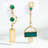 AENSOA Asymmetry Irregular Enamel Geometric Drop Earrings for Women Gold Color Hollow Rhinestone Metal Hanging Dangle Earrings