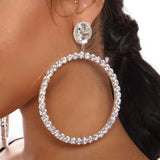 New Shiny Jewelry for Women Rhinestone Hoop Earrings Pendant Earrings Dinner Party Wedding Accessories Luxury Fashion Jewelry