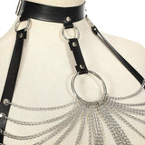 Mtcytea Goth Leather Body Harness Chain Bra Top Chest Waist Belt Witch Gothic Punk Fashion Metal Girl Festival Jewelry Accessories