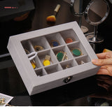 Velvet Glass Ring Earring Jewelry Display Organizer Box Tray Holder Storage Case