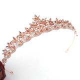 Mtcytea Hot Sale Crowns Simple Leaves Rose Gold Red Blue Tiaras Headdress Crystal Wedding Bride de Noiva Headband Festival Hair Jewelry