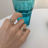 XIYANIKE Silver Color  Korea Heart-Shaped Love Peach Dollar Smiley Ring Female Hot Index Finger Tail Ring Fashion Trend