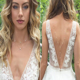 Rhinestone Inlaid Long Drop Bridal Back Necklace Lady Body Chain Wedding Jewelry Necklace For Women Costume Jewelry