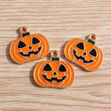 10pcs/lot Enamel Halloween Charms for Jewelry Making Cute Pumpkin Bat Ghost Charms Pendants for Necklaces Earrings DIY Accessory