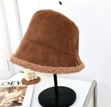 Mtcytea Fashion Winter Bucket Hats Women Warming Panama Hat Lady Fluffy Irregular Wear Outdoor Fisherman Cap Hat for Women