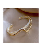 NEW 1 Simple White Shellfish Board Bend Metal Geometric Overlap Acetic Resin Open Bangle for Women Girls Jewellery