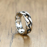 7MM Men Stainless Steel Ring for Men's Bands Hollow Hard Curb Link Chain Biker Ring