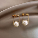 Mtcytea  Cute Pearl Studs Hoop Earrings for Women Gold Color Eardrop Minimalist Tiny Huggies Hoops Wedding Fashion Jewelry