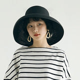 Luna&Dolphin Handmade Women Summer Sun Hat Big Eaves Beach Japanese Hepburn Style Holiday Fold Fisherman Cap Temperament Flat