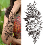 Mtcytea Death Skull Flower Temporary Tattoo For Women Girls Snake Bird Peony Tattoo Sticker Black Fake Blossom Sexy Tatoo Transfer Adult