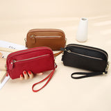 Mtcytea Genuine Leather Women Double Zip Wallet new Ladies Clutch Purse Cowhide Wristlet Bag Coin Purse Fashion Mobile Phone Bags