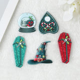 10Pcs Christmas Charms Creepy Coffin Crystal Ball Ouija Hat Ornaments Flatback Acrylic Findings for Jewelry Diy Making