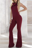 Sexy Casual Solid Backless Halter Skinny Jumpsuits