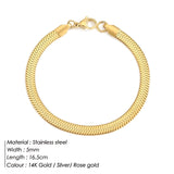 JUJIE 316L Stainless Steel Snake Chain Bracelet For Women Classic Width 3/4/5MM Chain Bracelets Jewelry Wholesale/Dropshipping