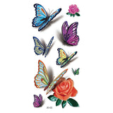 Feather Butterfly Temporary Tattoos Sticker for Women's Body Protection Tattoo 3D Rose Flower Anime Fake Stickers Waterproof
