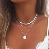 Mtcytea  Bohemia Multilayer Necklace For Women Gold Silver Color Pearl Choker Necklaces New Neck Jewelry Collier Femme