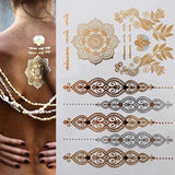 1 sheet Flash Boho Metallic Gold Feathers Shimmering Jewellery Festival Temporary Tattoo