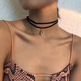 Mtcytea Harajuku Style Vintage Choker for Women Double Layers Necklace Temperament Water Drop Pendant Clavicle Chain Girl Jewelry Gift