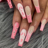 24Pcs/Set Manicure Wearable Ballerina Removable Coffin Nail With Glue Fake Nails Finished Women Girls False Nails Art Decoration