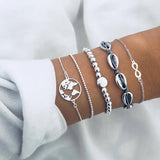 Boho Geometric Bracelet & Bangle Sets For Women Vintage Star Map Hand Heart charm Beads Chains Fashion Jewelry Accessories