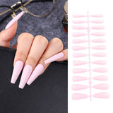 24Pcs Matte Long Ballerina False Nails Tips Colorful Coffin Full Cover Fake Nails With Glue Nail Art Decor Manicure Extension