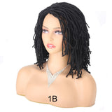 Braided Wig 10inch Synthetic Hair Short Bob Wig for Women Black Blonde Red Dreadlock Goddess Faux Nu Locs Curly Twist Wig Female