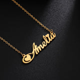 Mtcytea Customized Letter Name Necklace Stainless Steel Custom Personalized Nameplate Pendant Choker Necklaces Jewelry for Women Girls