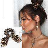 Leopard Bowknot Elastic Hair Band Women Solid Color Scrunchie Girls Hair Tie Ponytail Holder Headband Hair Rope Hair Accessories