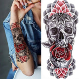 Black Forest Tattoo Sticker For Men Women Children Tiger Wolf Death Skull Temporary Tattoo Fake Henna Skeleton King Animal Tatoo