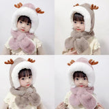 Mtcytea Winter Children's Hats Baby Ear Protection Hat Warm Boys and Girls Hats Bibs Cute Plush Hats To Cover The Face Tide Scarf 1-8Y