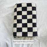 Checkerboard Plaid Bath Towel Soft Skin-Friendly Large Towels Comfortable Absorption Beach Towels Home Bathroom Towel Handtuch