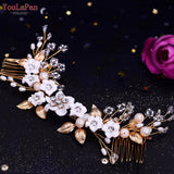 TOPQUEEN HP301 Indian Bridal Hair Accessories Alloy Flower Bridal Crowns and Tiaras Silver Hair Pieces Wedding Hair Jewelry