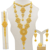 Mtcytea Jewelry Sets Gold Necklace & Earring Set For Women African France Wedding Party 24K Jewelery Ethiopia Bridal Gifts