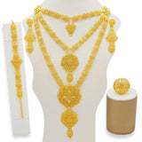 Mtcytea Jewelry Sets Gold Necklace & Earring Set For Women African France Wedding Party 24K Jewelery Ethiopia Bridal Gifts