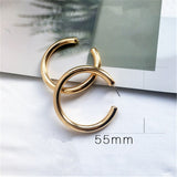 New Geometric Simple Minimalism Round Gold Color Silver Color Thick Metal Hoop Earrings for Women Jewelry 1 cm Wide