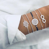 Boho Geometric Bracelet & Bangle Sets For Women Vintage Star Map Hand Heart charm Beads Chains Fashion Jewelry Accessories