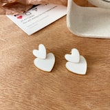 Fashion Stud Earrings For Women White Heart Drip Oil Earrings Pearl Earring Fine Jewelry Wholesale