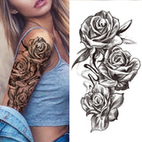 Mtcytea Death Skull Flower Temporary Tattoo For Women Girls Snake Bird Peony Tattoo Sticker Black Fake Blossom Sexy Tatoo Transfer Adult